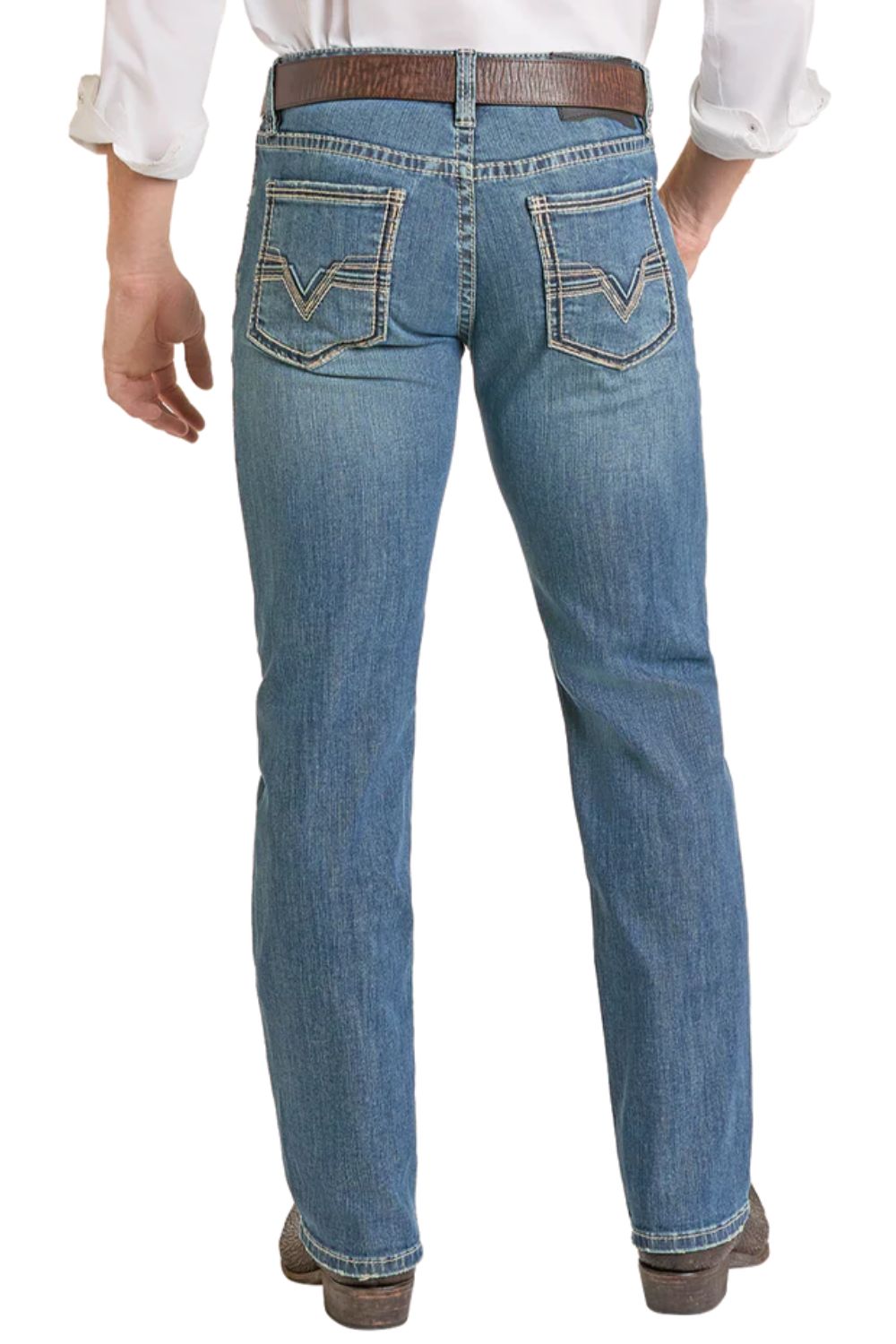 Rock & Roll Denim Mens Slim Fit Bar Stitch Straight Leg Jeans