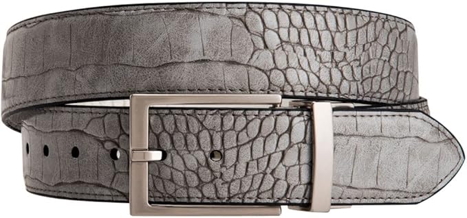 Greg Norman Mens Reversible Croco Print Leather Golf Belt