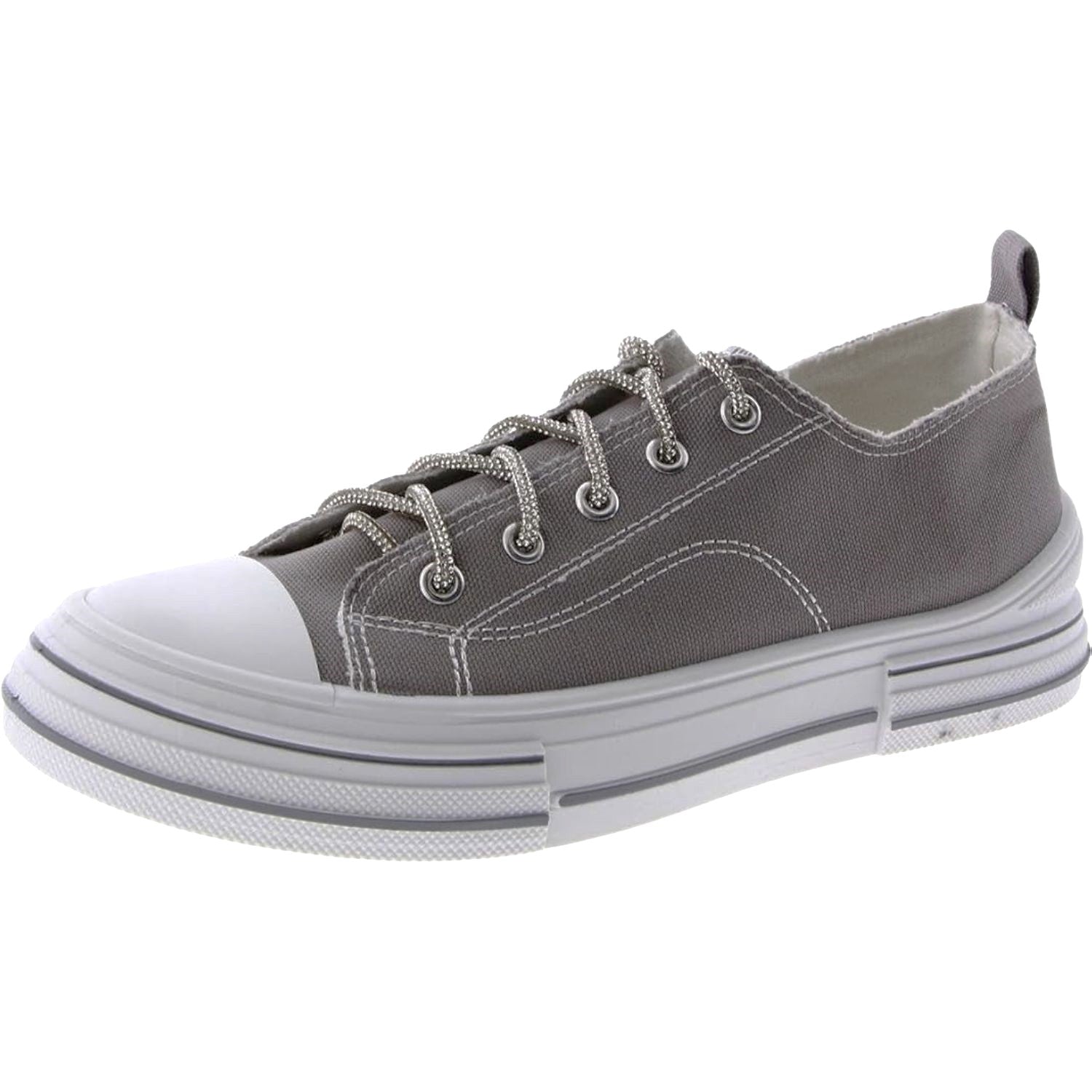 Very G Womens Aman 2 Lace Up Platform Slip On Canvas Sneaker, Grey