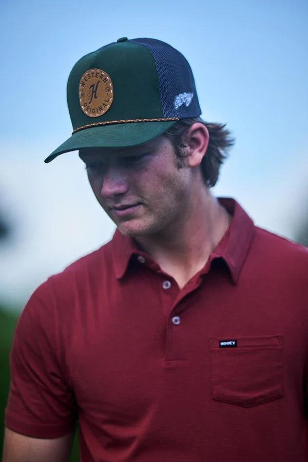 Hooey Mens "Spur" Olive and Grey with Circle Patch and Rope Detail Trucker Hat
