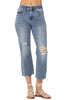 Judy Blue Womens High Waist Destroyed Crop Wide Leg Jeans