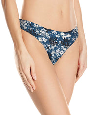 Calvin Klein Womens Invisible Thong Panty (X-Small, Lyria Blue Floral (914))