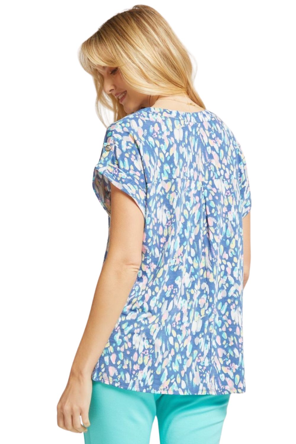 Dear Scarlett Womens Lizzy Short Sleeve Relaxed Flowy Blouse