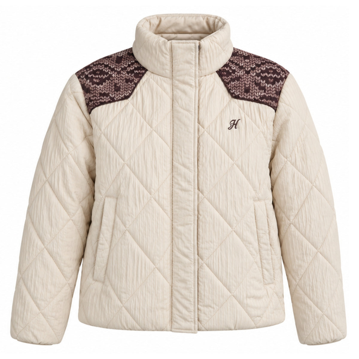 Hooey Women's Western Daisy Quilted Puffer Jacket, Cream