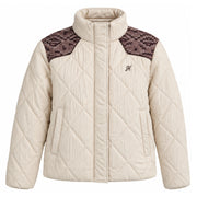 Hooey Women's Western Daisy Quilted Puffer Jacket, Cream