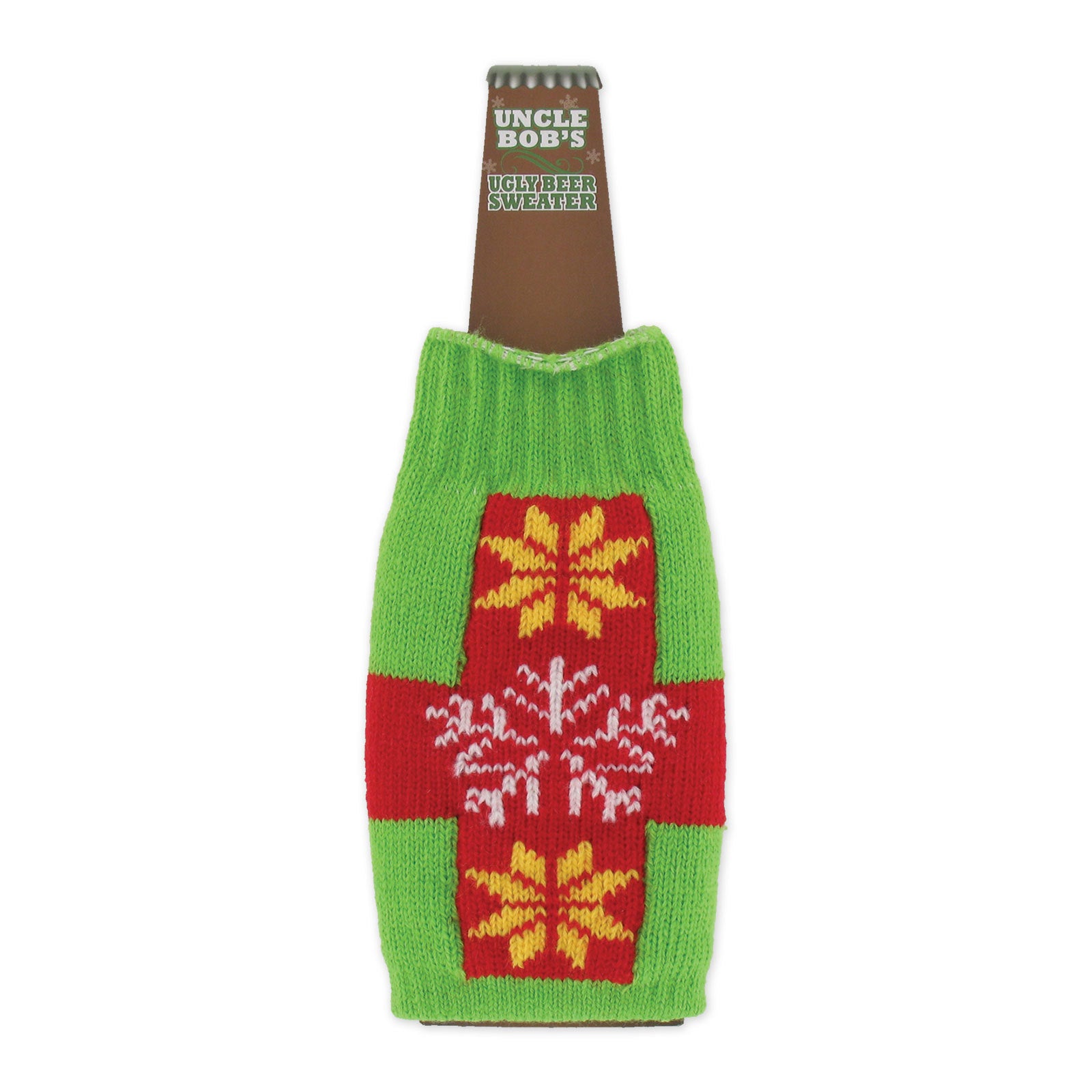 Uncle Bob's Ugly Beer Sweater Koozie Christmas Party Accessory