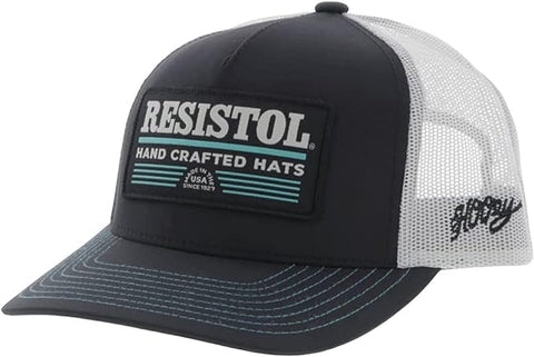Hooey Mens Saloon Adjustable Snapback Trucker Mesh Back Hat, Teal/White