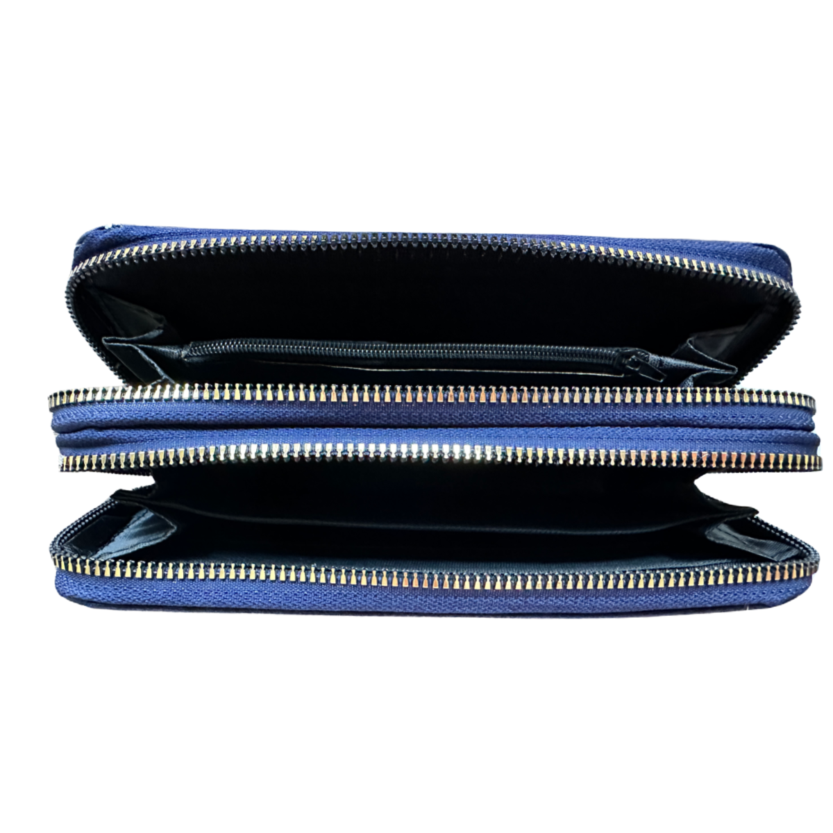 AR New York Double Zipper Wallet, Navy