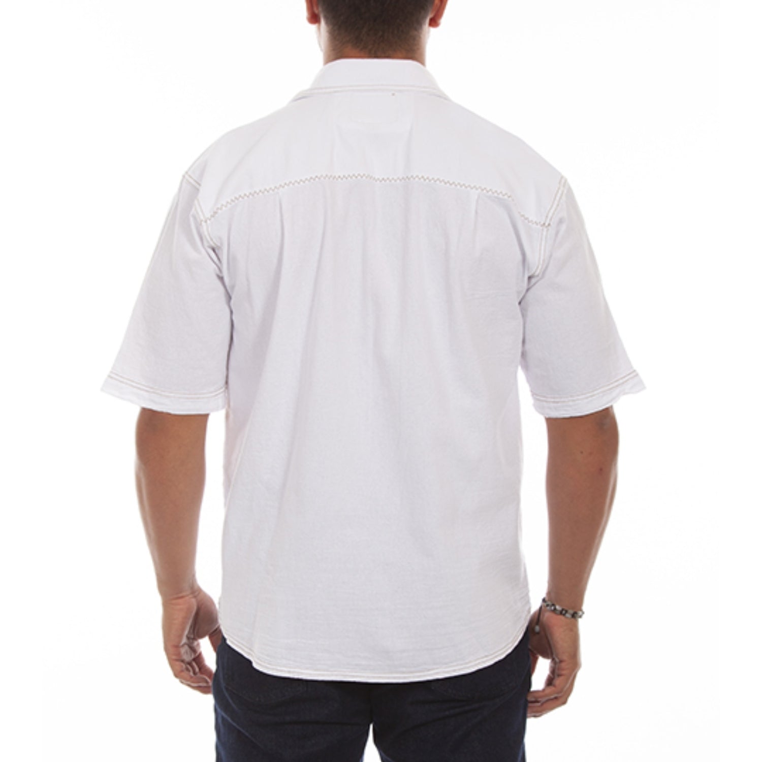 Scully Men's Traveler 100% Cotton Short Sleeve Button Front Shirt, White