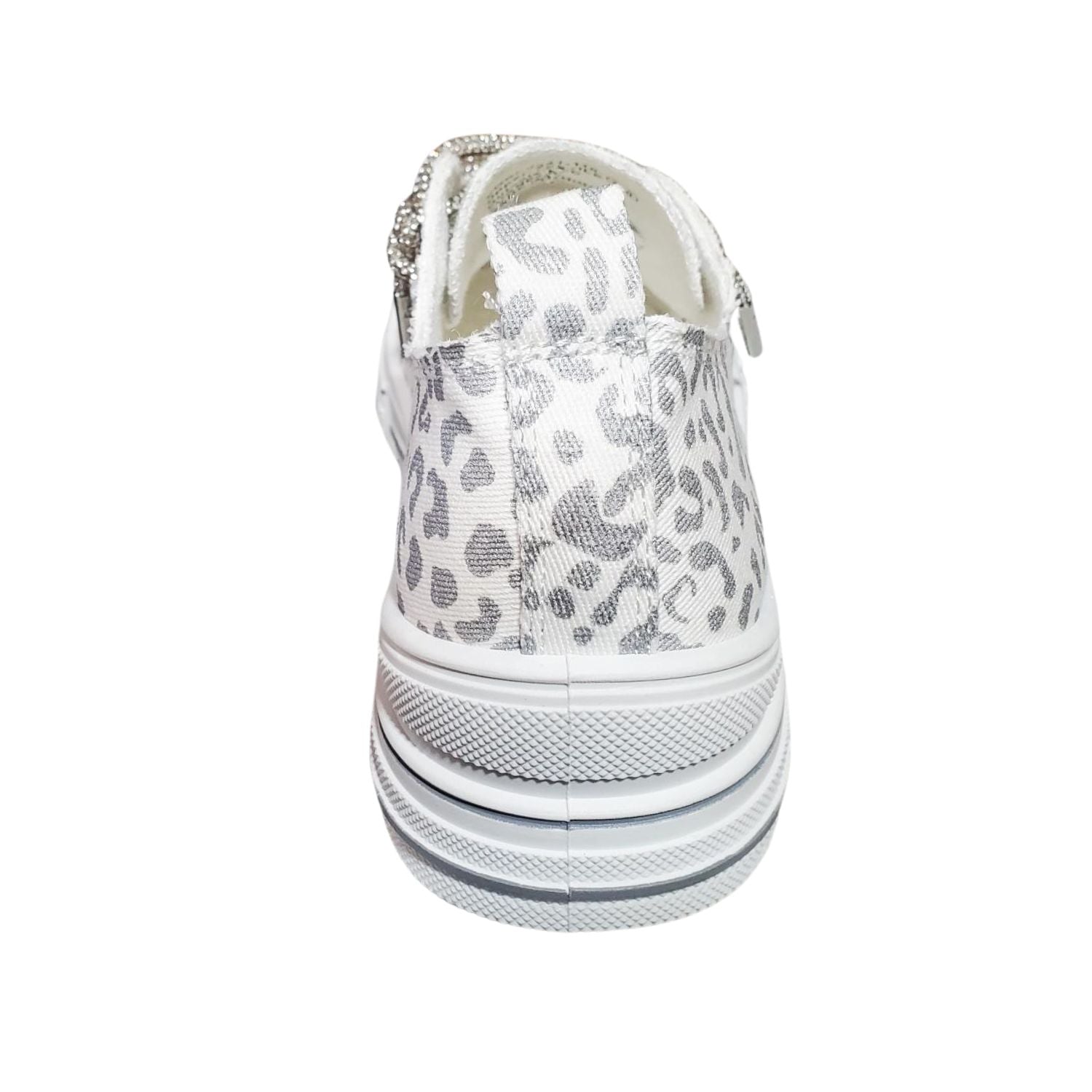 Very G Womens Aman Prints Lace Up Canvas Sneaker, White Silver