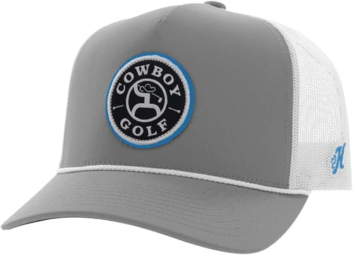 Hooey Mens Cowboy Golf Logo Adjustable Snapback Trucker Cap Hat, Grey / White