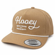 Hooey Western Original Rope Accent Snapback Hat, Tan/White