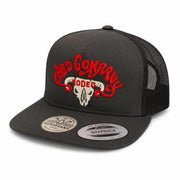 Hooey Bad Company Rodeo Men's Skull Logo Trucker Snapback Hat, Black
