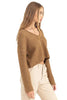 HYFVE Womens Ribbed Cable Knit Long Sleeve Crop Sweater