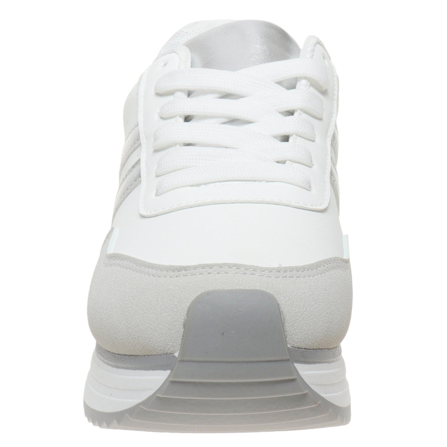 Outwoods Women's Brenna-2 White Platform Fashion Sneaker, Silver Combo