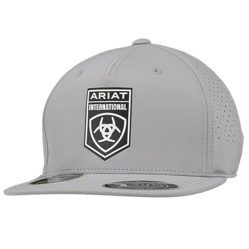 Ariat Mens Logo Patch Adjustable Snapback Mesh Cap Hat (Grey)