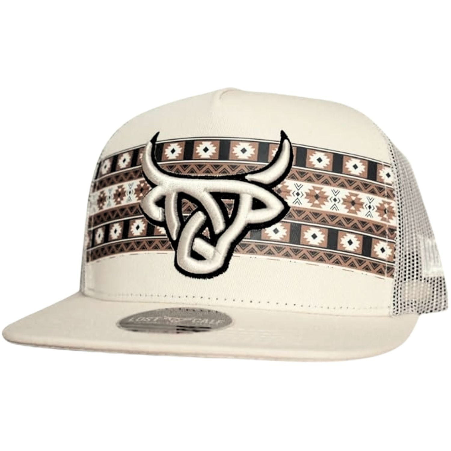 Lost Calf Mens Luka Cream Flat Bill Adjustable Snapback Cap Hat