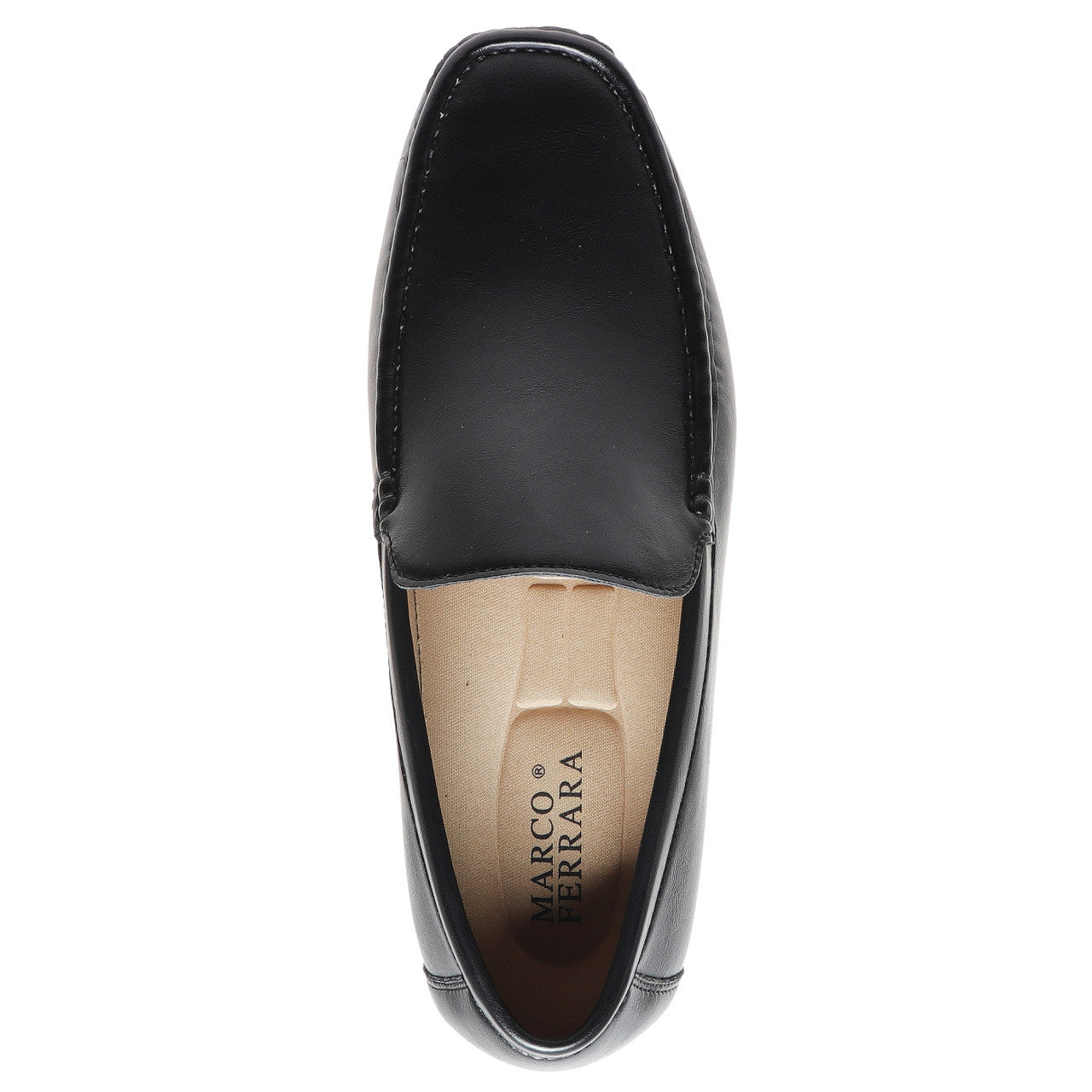Marco Ferrara Mens Tripp-1 PU Leather Slip On Moccasin Casual Dress Shoes- Black