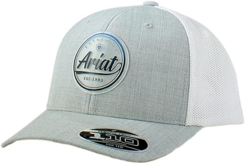 Ariat Mens Round Logo Patch Snapback Cap Hat (Grey/White)