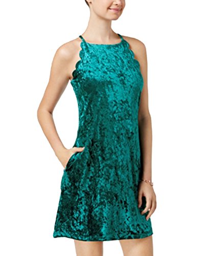 BCX Juniors' Scalloped Velvet Dress (Teal, S)