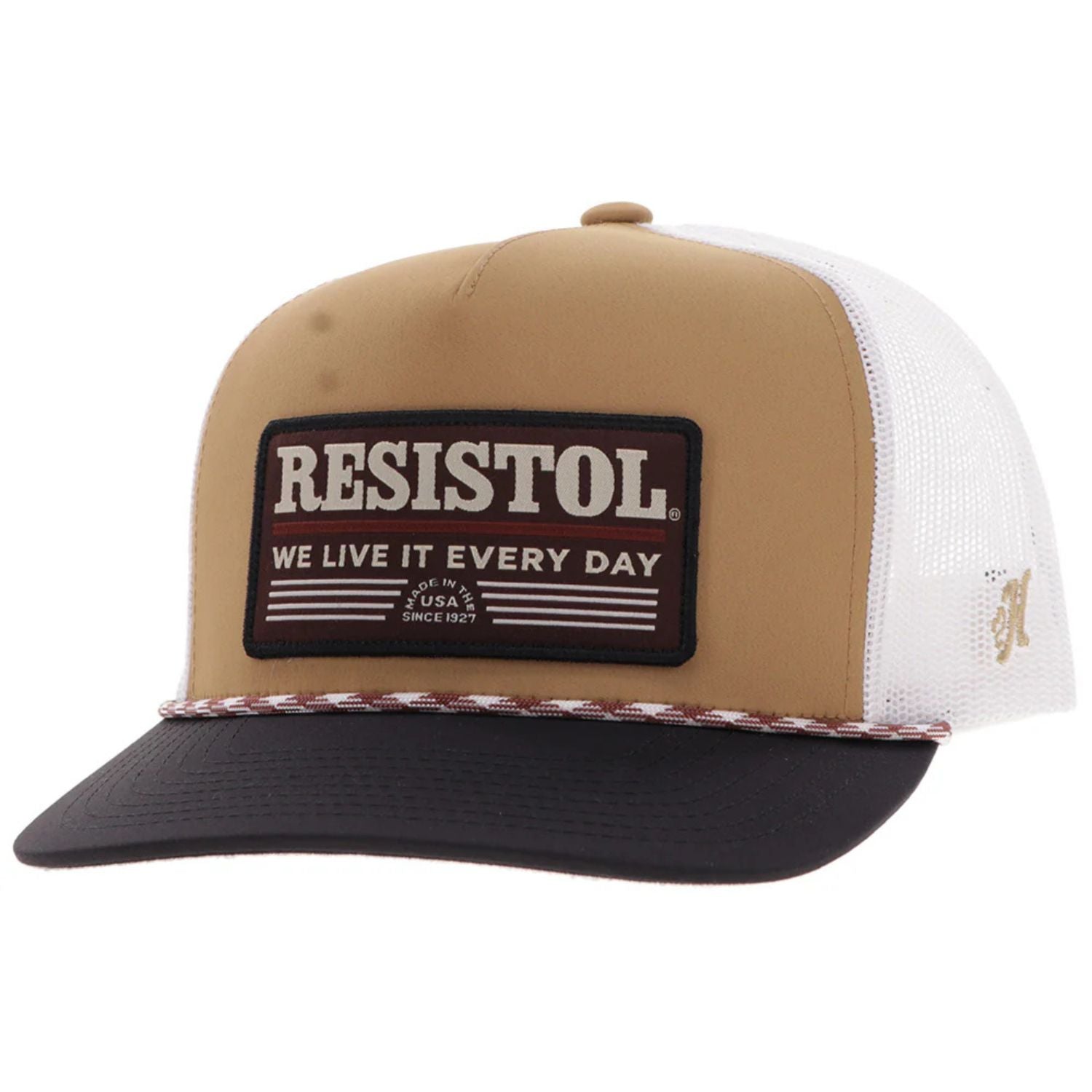 Hooey Mens Resistol Patch Adjustable Snapback Cap Hat, Tan/White