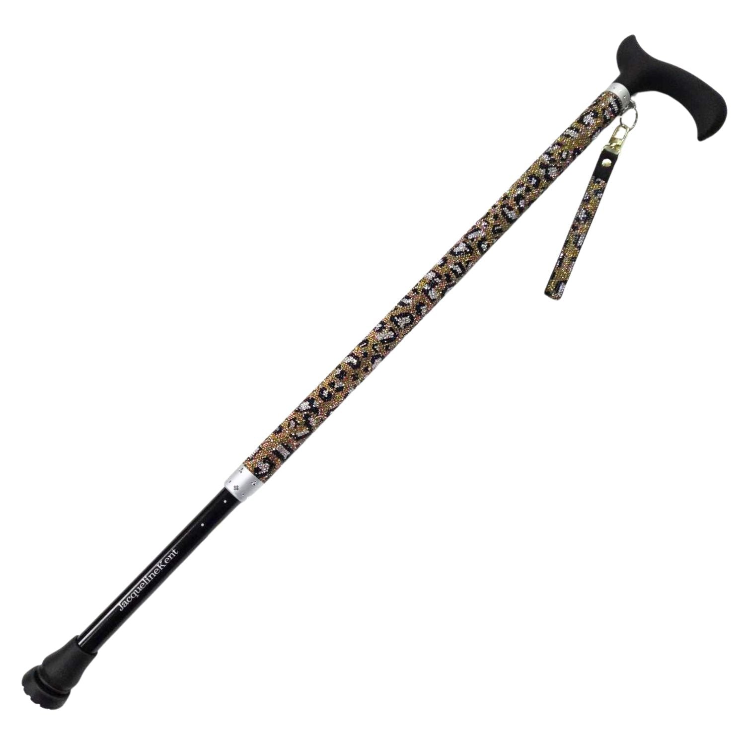 Jacqueline Kent Wild Leopard Gold Lux Adjustable Crystal Rhinestone Walking Cane