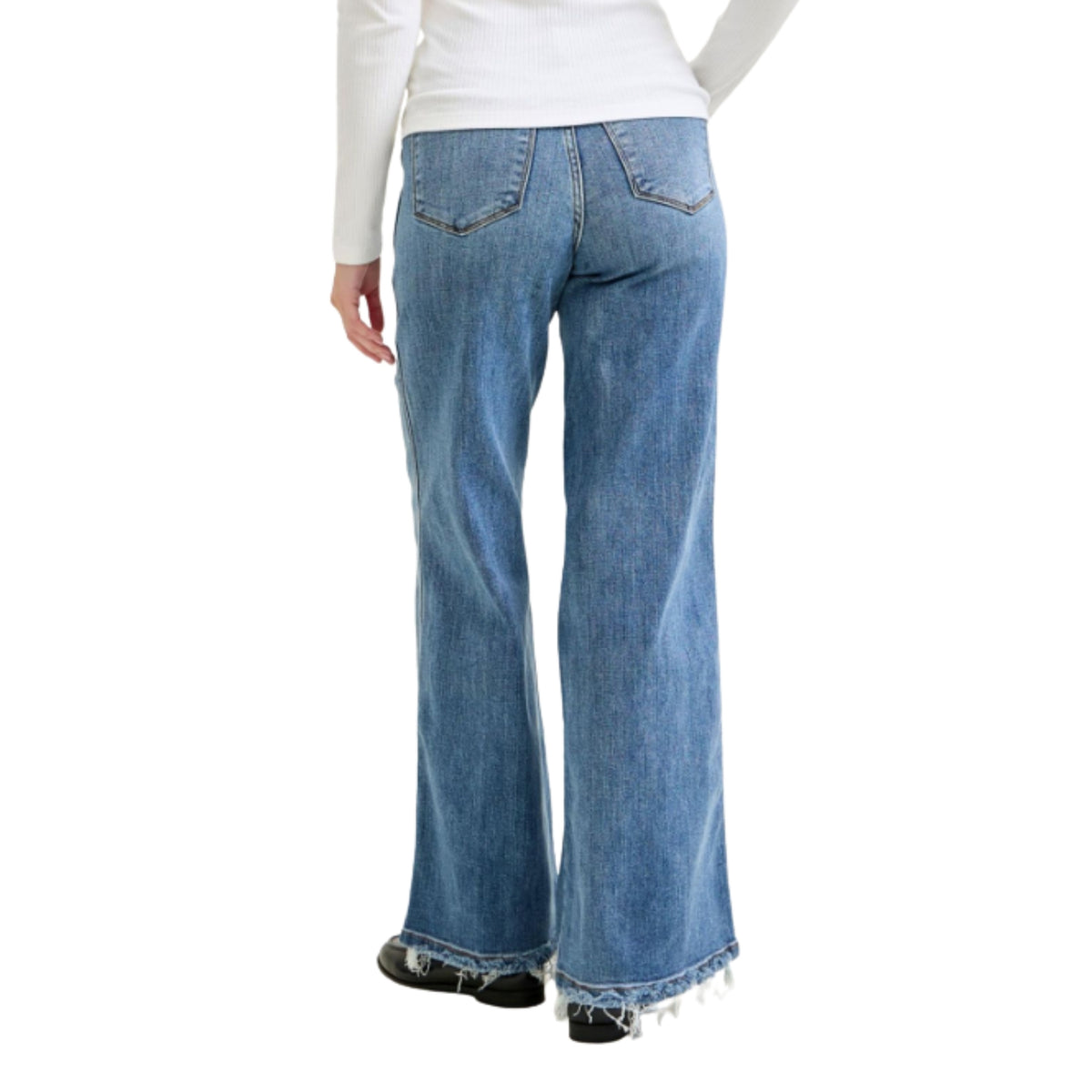 Judy Blue Women's Lux High Waist Retro Wide Leg Jeans, Medium Wash