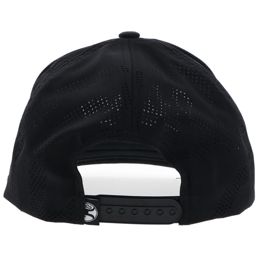 Hooey Mens OG Logo Adjustable Snapback Cap Hat- Black With White Stitching