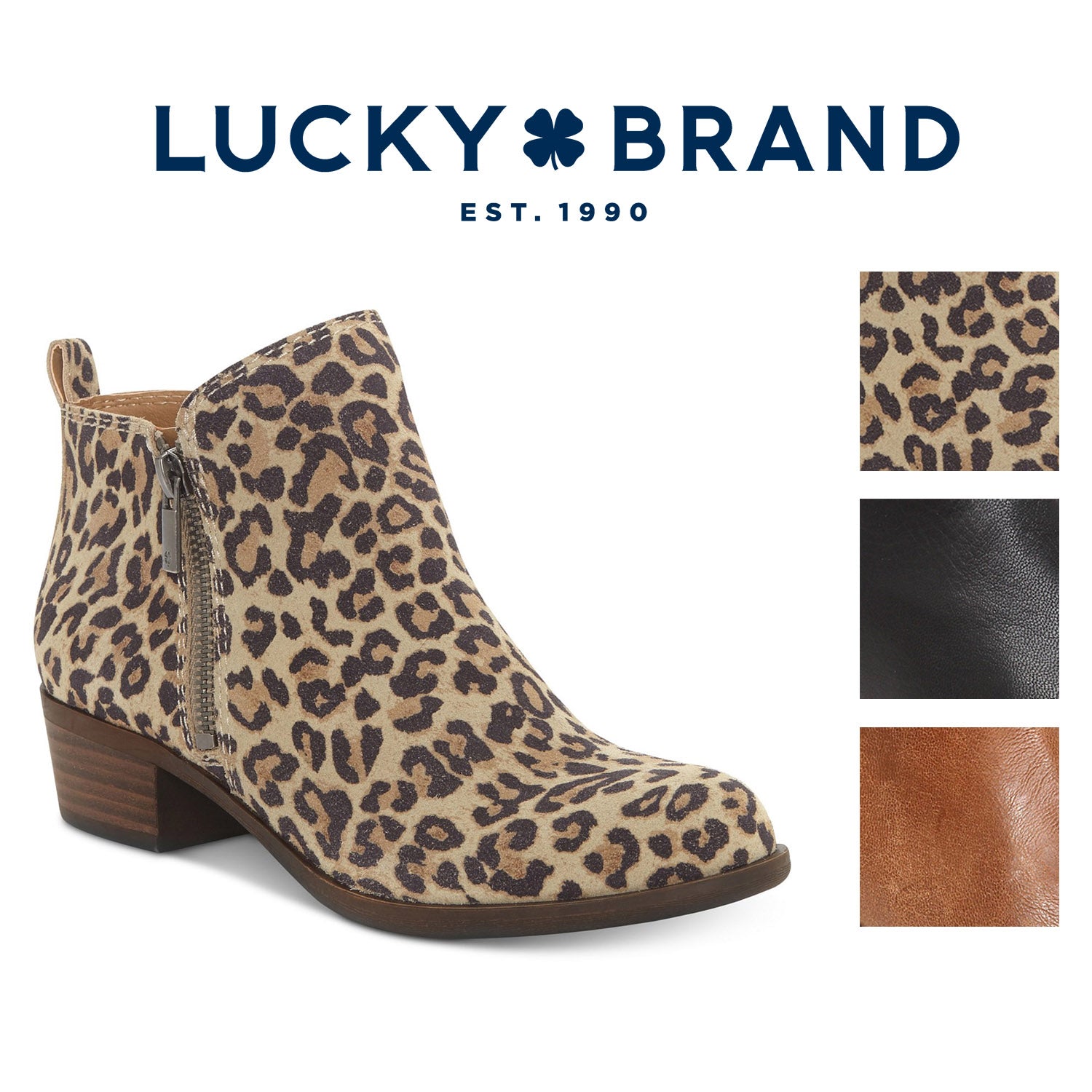 Lucky Brand Womens Leather Basel Flat Ankle Bootie (US 5.5, Leopard)