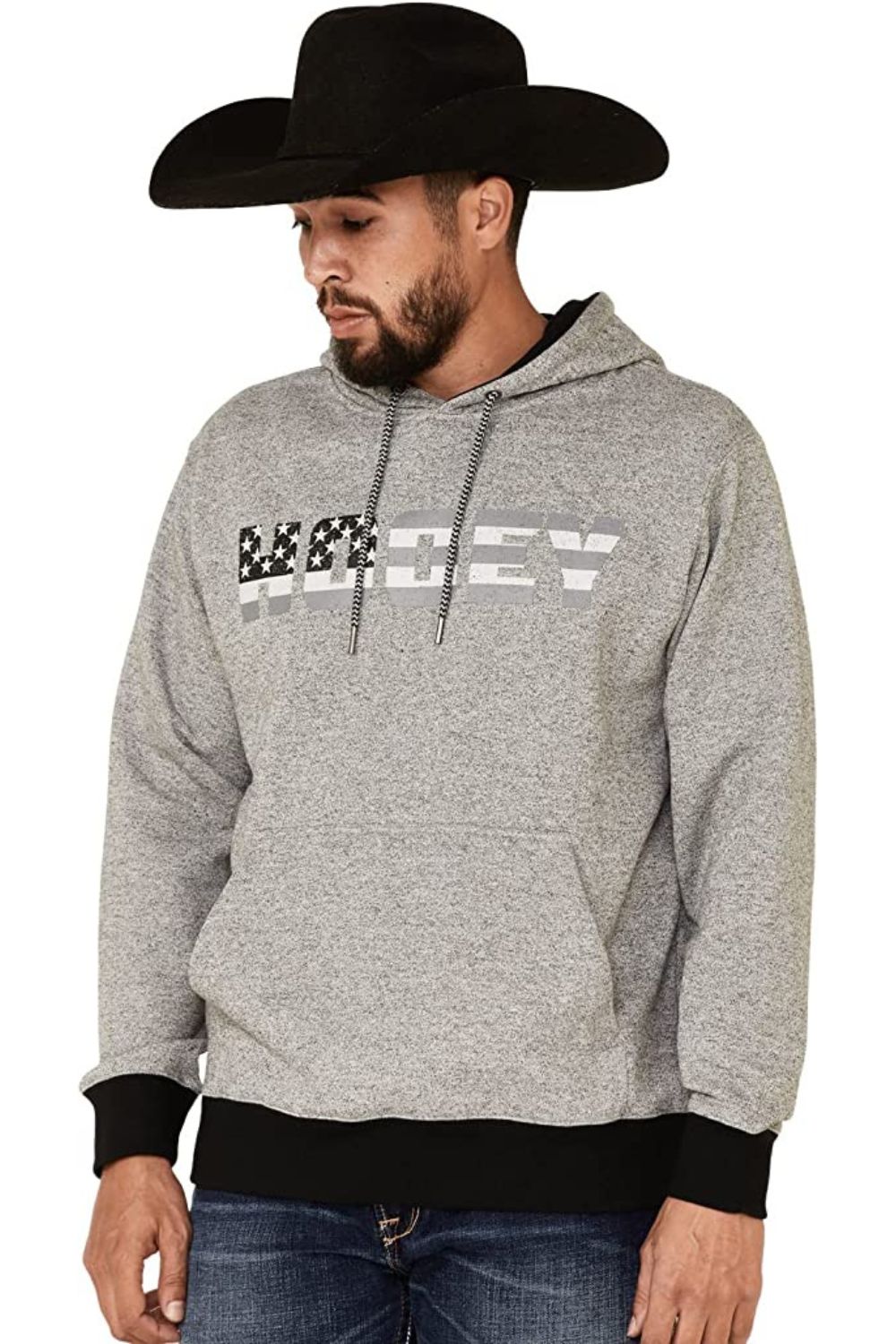Hooey Mens Patriot Logo Graphic Grey Heather Hoodie
