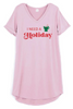 Hello Mello Womens Holiday V-Neck Sleep Shirt (SM, I Need a Holiday), No Bag