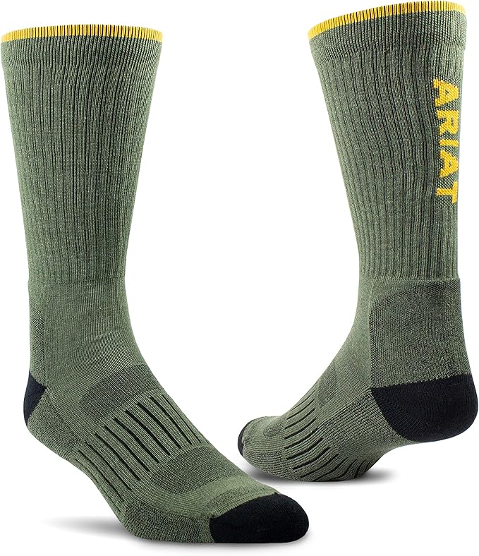 ARIAT Work Unisex High Performance Tek Series Crew Work Sock 2 Pair Pack