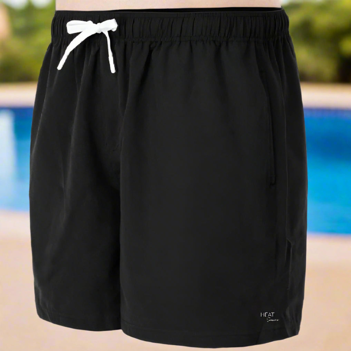 Heat Swim Trunks, Elastic Waist, 4 Way Stretch, Mesh Lining, Quick Dry, UPF