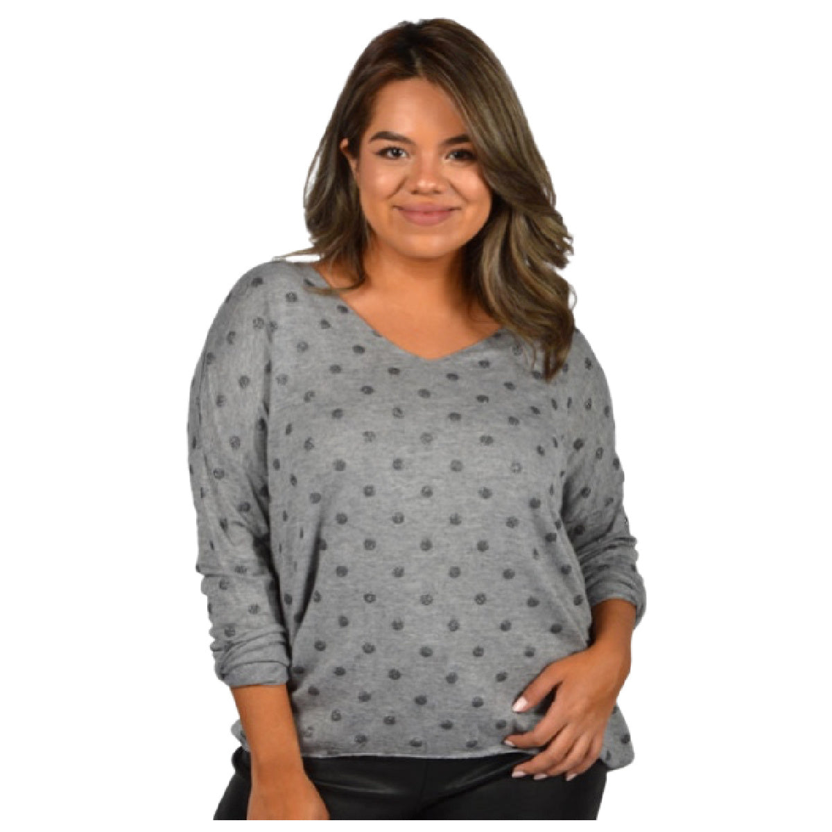 Catherine Lillywhite's Womens Long Sleeve Glitter Polka Dot Top