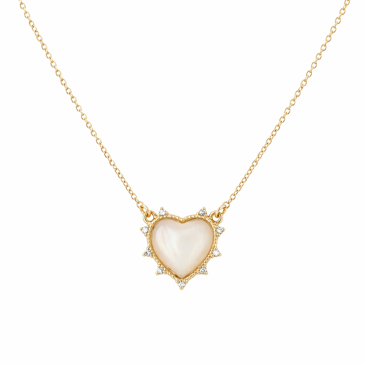 Jane Marie 18K Gold Plated Cable Chain Necklace with White Heart Pendant