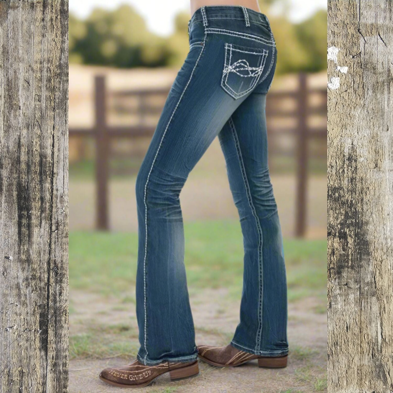 Cowgirl Tuff Edgy Bootcut Womens Medium Wash Jeans