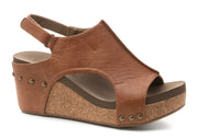 Corkys Boutique Womens Carley Faux Leather Wedge Heel Sandals