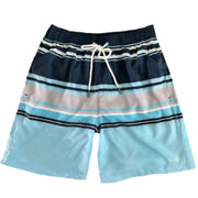 Heat Swimwear Men's Swim Trunk Short, Elastic Waist and Stretch, Blue Stripe
