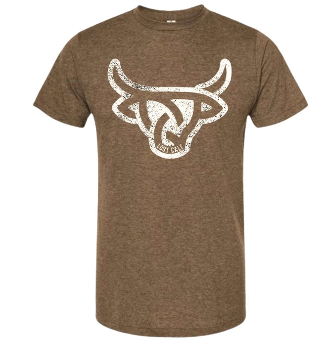 Lost Calf Unisex Angus Short Sleeve Tee Shirt, Brown