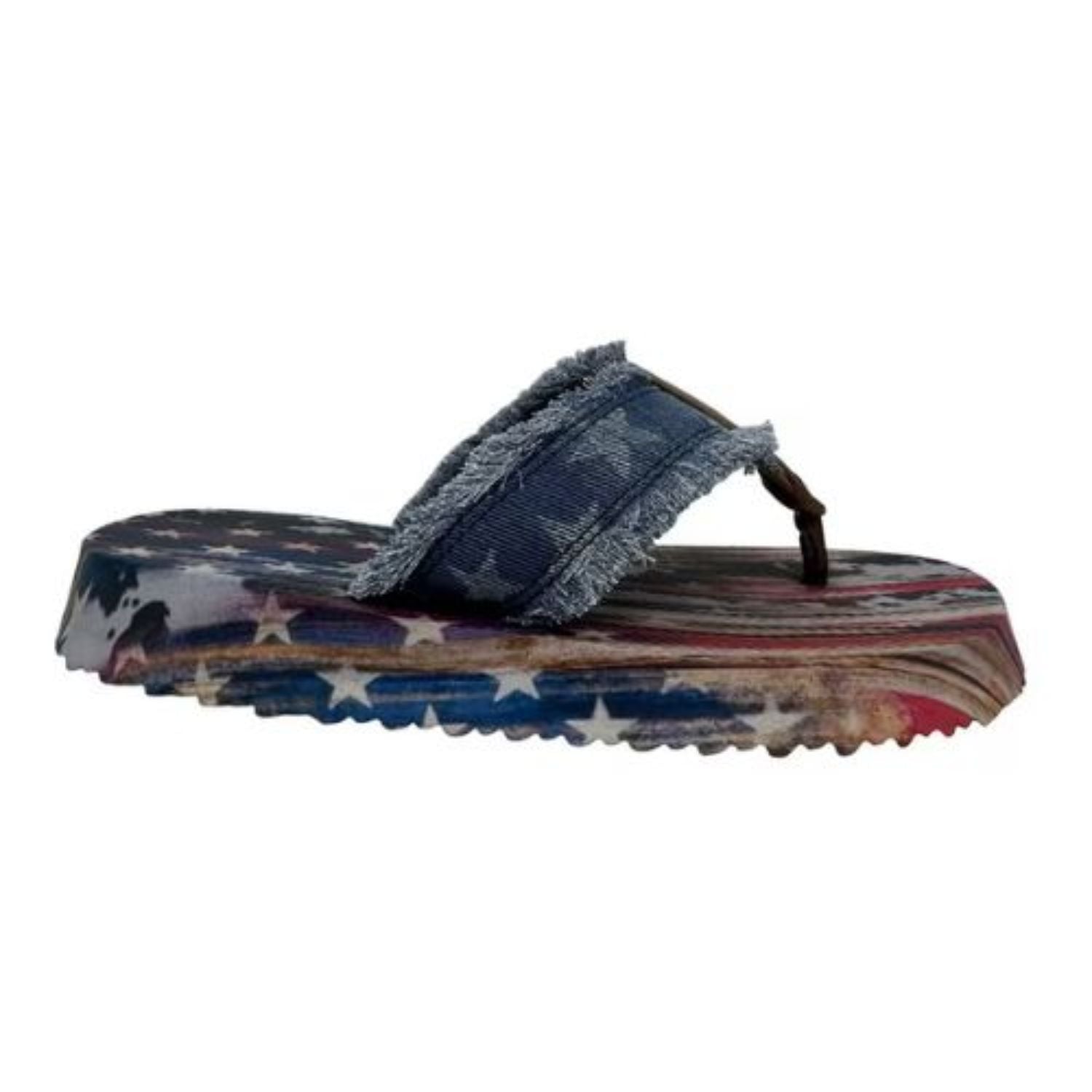 Very G Womens United Frayed Top Flip Flop Sandal, Navy