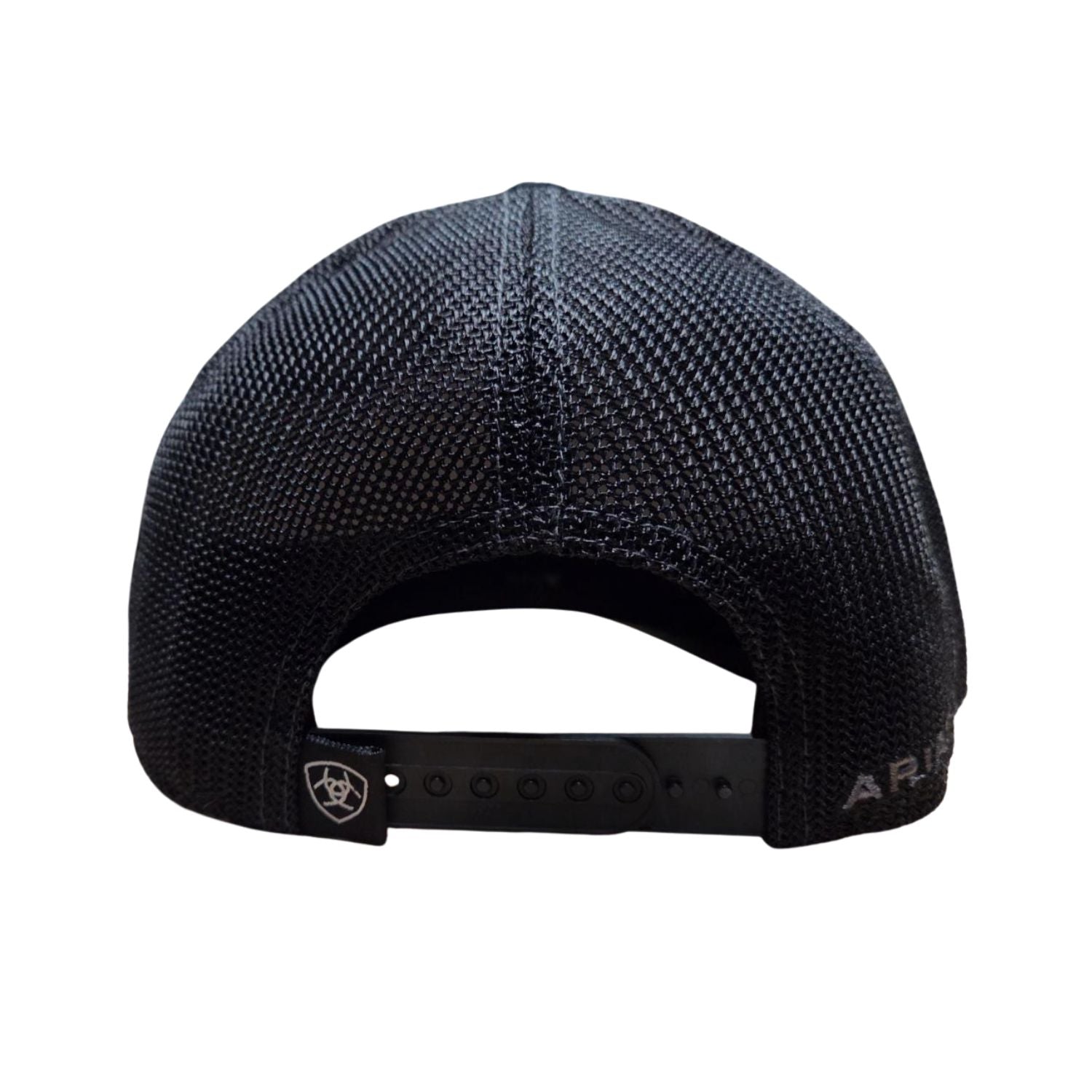 Ariat Mens Black with Grey Embroidered Logo Mesh Snap Back Cap