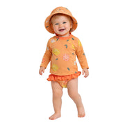 Heat Swimwear Infant Girls Long Sleeve Rashguard Swimsuit set, Lemons