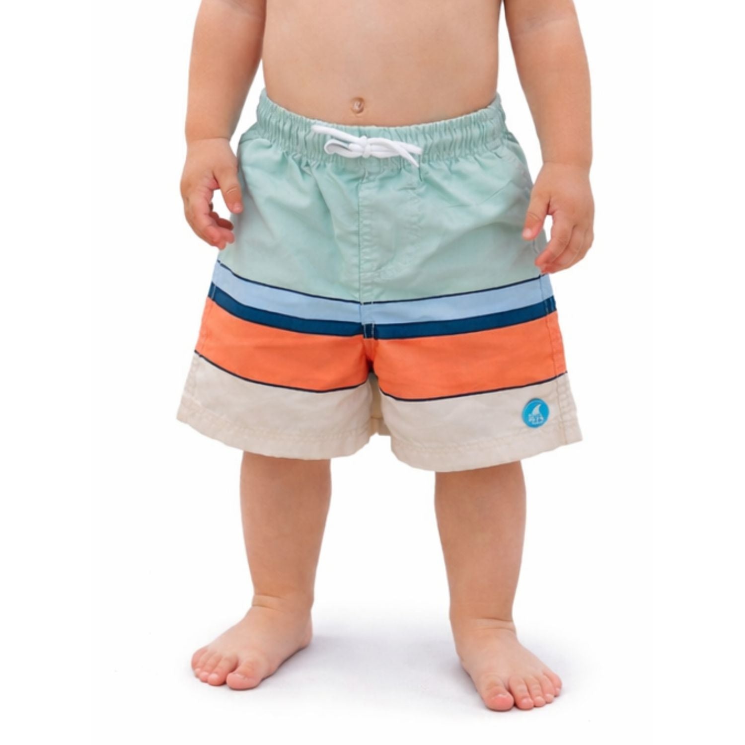 Heat Swimwear Toddler Boys Tie Front Swim Trunk Board Shorts, Aqua Stripes