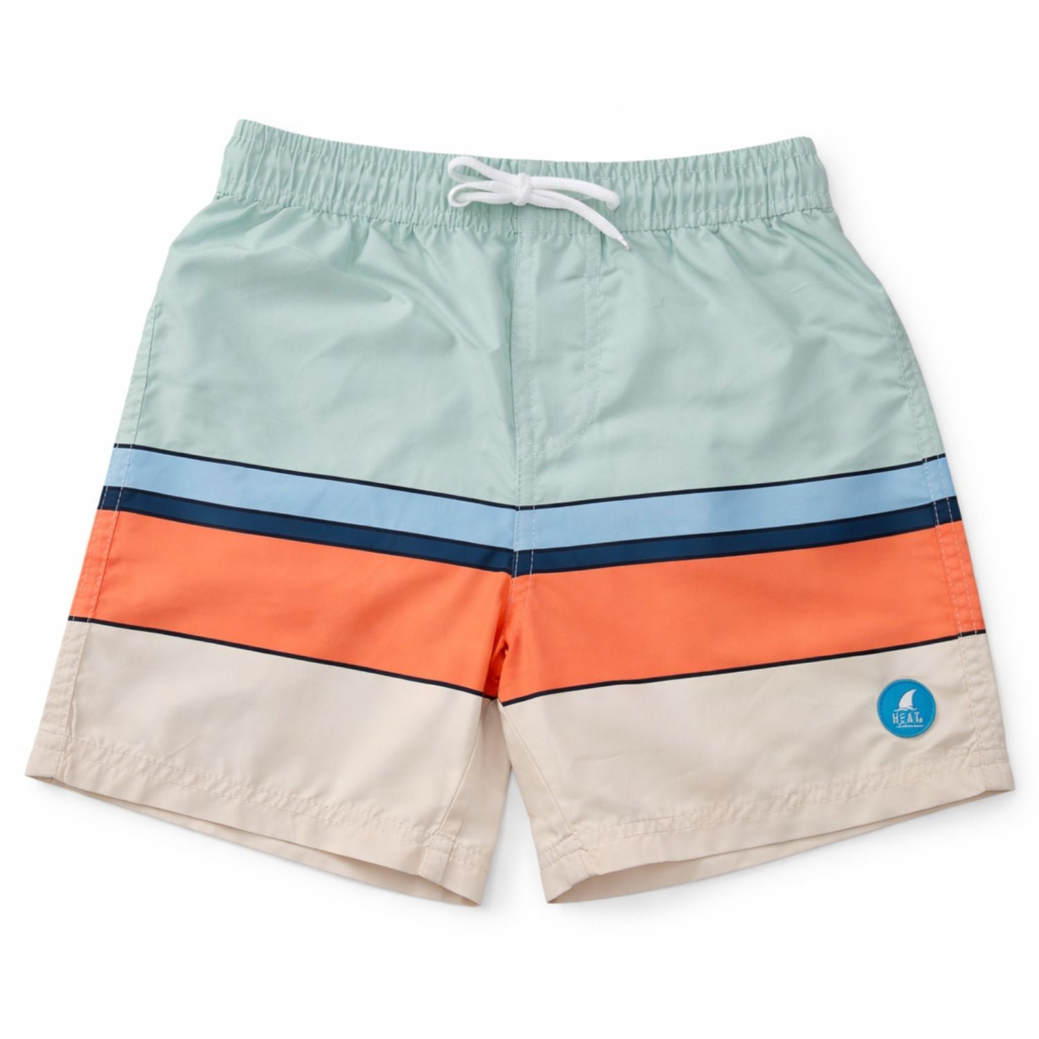Heat Swimwear Toddler Boys Tie Front Swim Trunk Board Shorts, Aqua Stripes