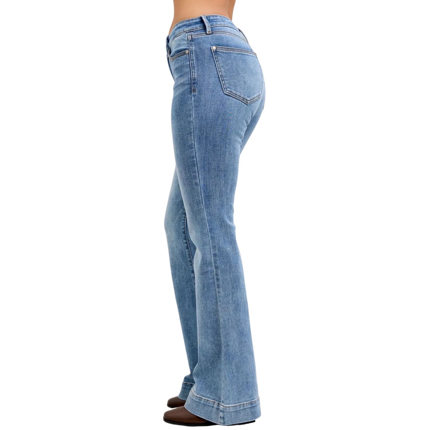 Judy Blue Womens Light Wash Mid-Rise Flare Jeans