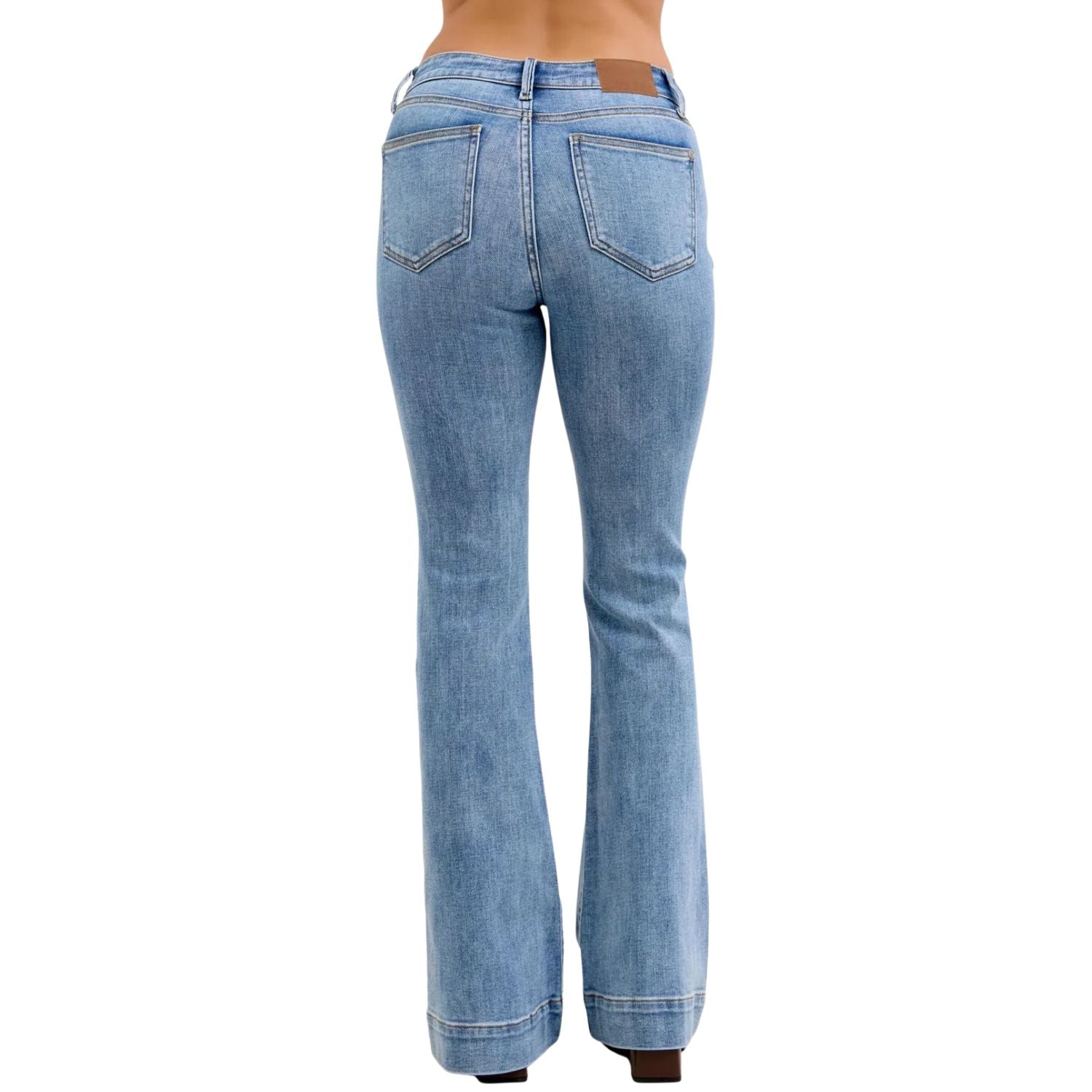 Judy Blue Womens Light Wash Mid-Rise Flare Jeans