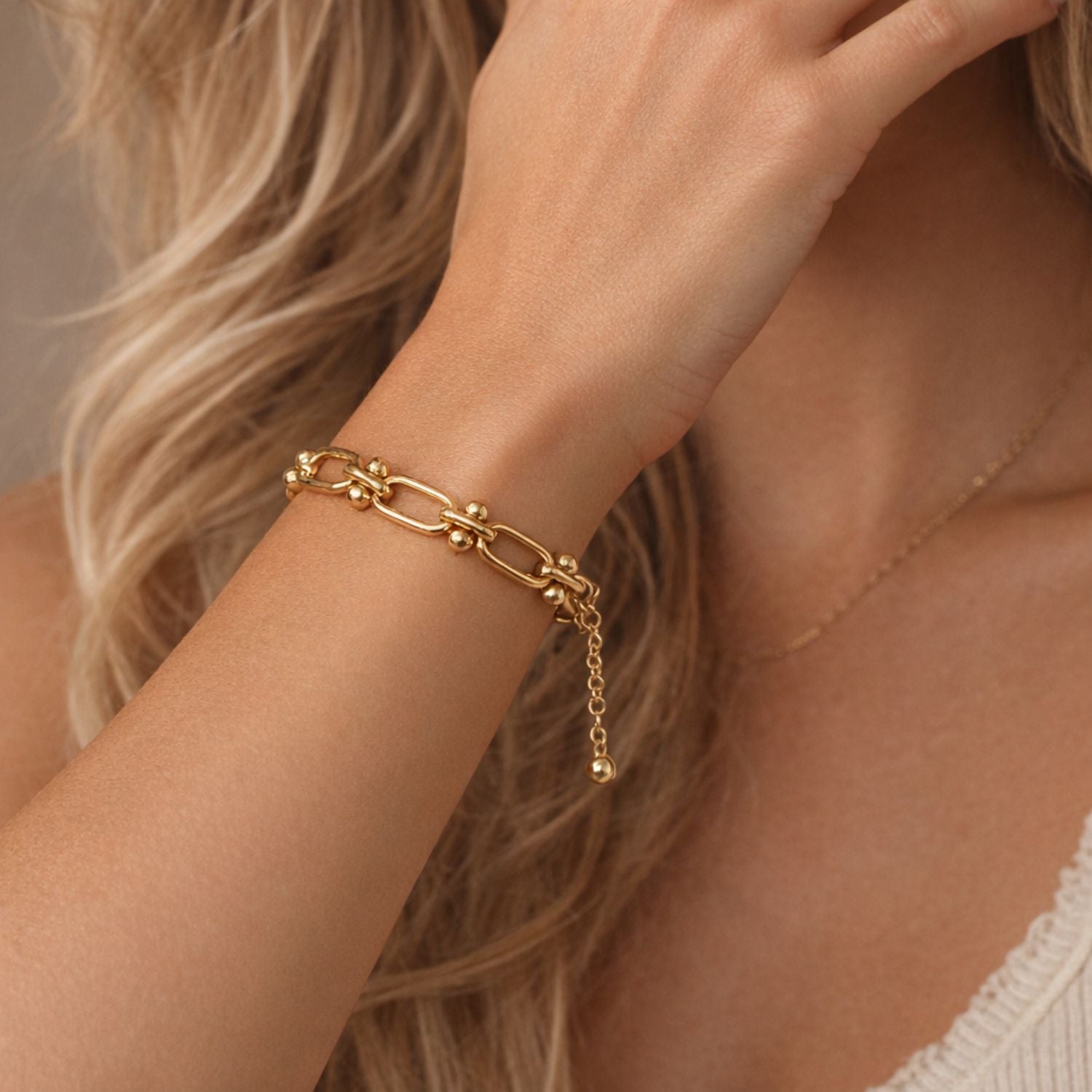 Jane Marie 18K Gold Plated Geometry Chain Bracelet