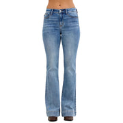 Judy Blue Womens Light Wash Mid-Rise Flare Jeans
