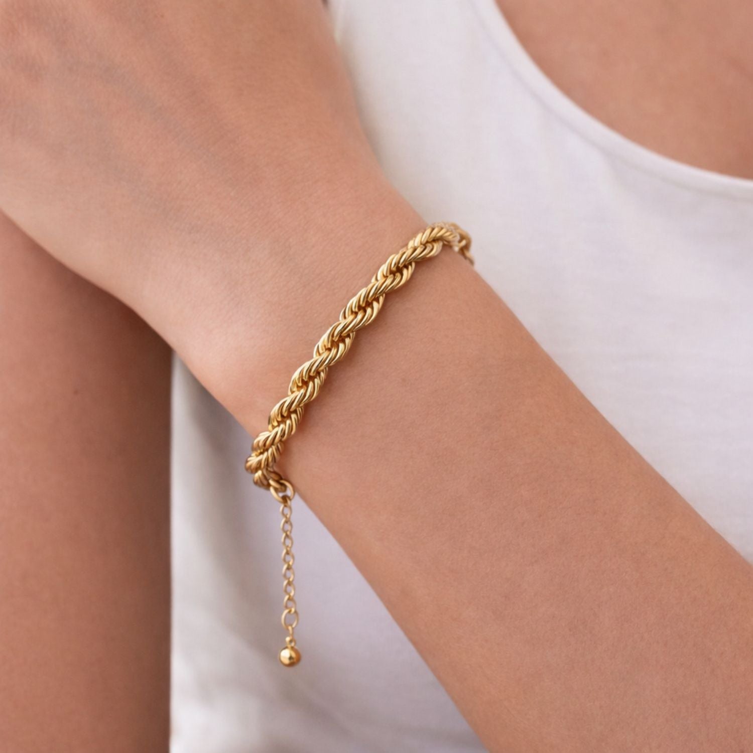 Jane Marie 18K Gold Plated Rope Chain Sliding Knot Bracelet