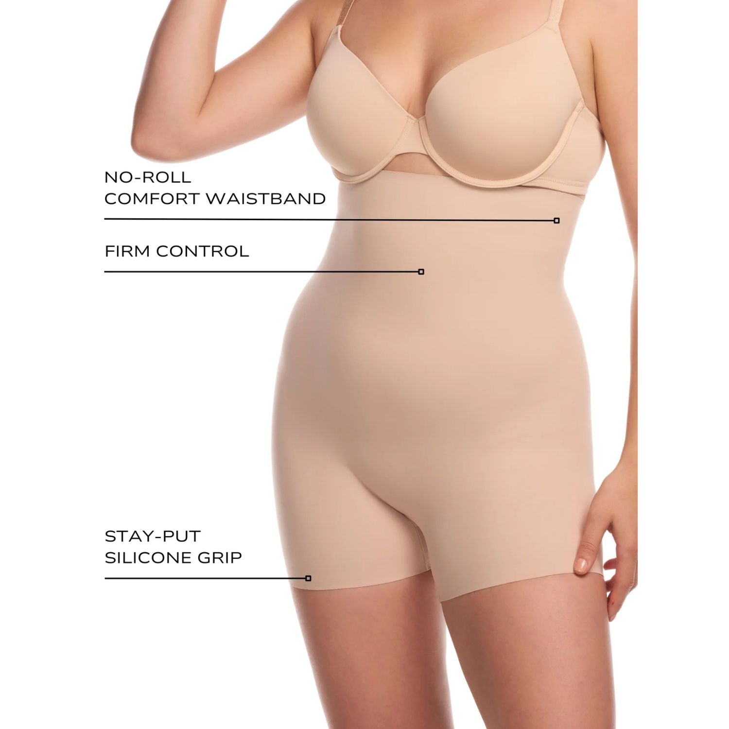 TC Fine Intimates Sleek Essentials High-Waist Shaping Boyshort, Warm Beige